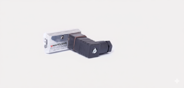 Matelsan PS10 limit switch, a dry contact switch mountable on a gauge profile for industrial automation systems.